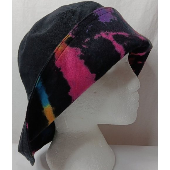 Clea Ray Bucket Hat Reversible Tie Dye Black Pink Blue Purple One Size Rayon - Picture 11 of 16